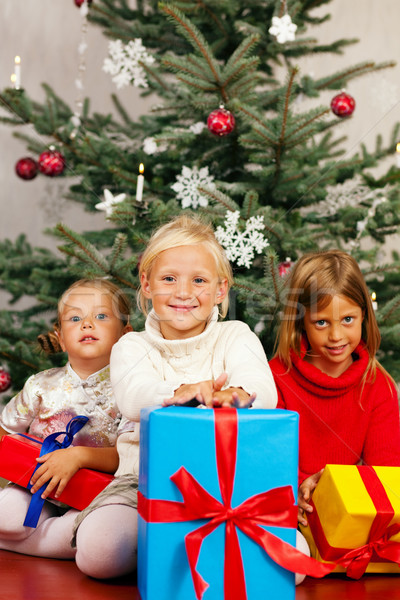 Christmas - Children with presents Stock photo © Kzenon