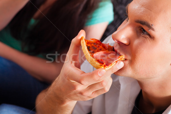 Amis manger pizza maison bon séance [[stock_photo]] © Kzenon