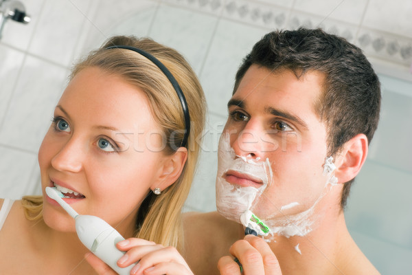 Shaving and Brushing teeth Stock photo © Kzenon