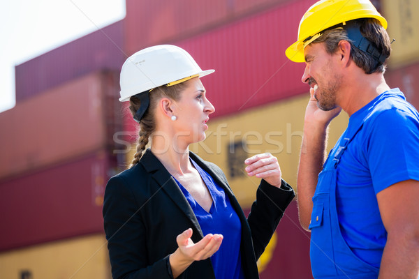 Freight shipping at container terminal of port Stock photo © Kzenon