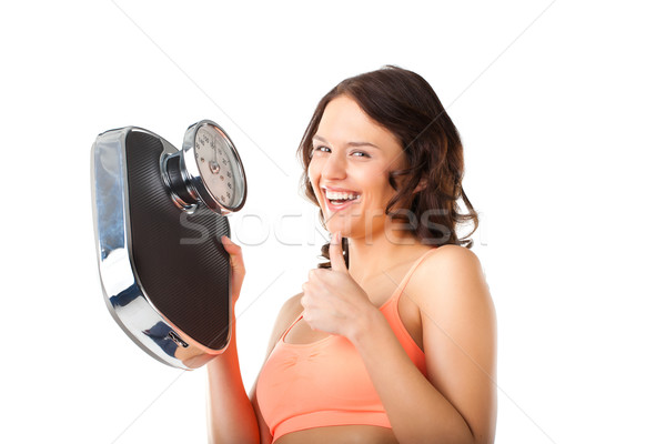 Young woman with measuring scale Stock photo © Kzenon