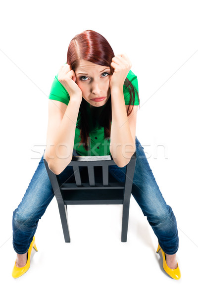 Young woman with white background being bored Stock photo © Kzenon
