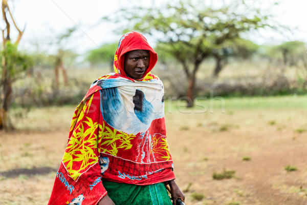 Massai man standing in the rain Stock photo © Kzenon