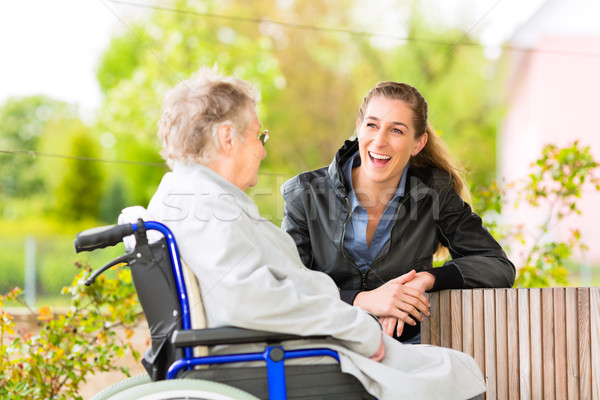 Stock photo: woman visiting her grandmother 