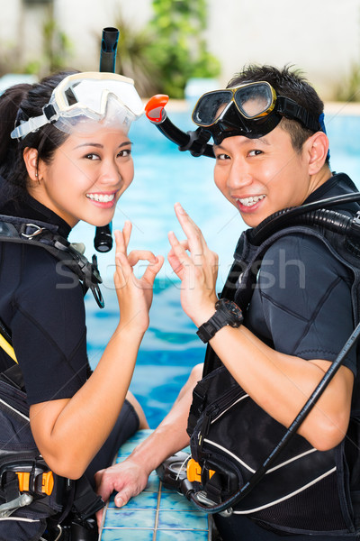 Teacher and student in a diving school Stock photo © Kzenon