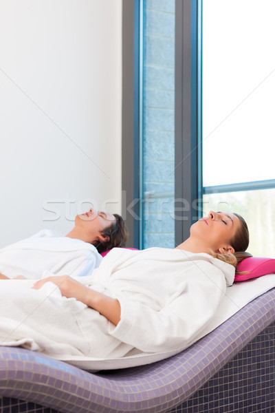 Stockfoto: Wellness · man · vrouw · ontspannen · sauna · jonge · vrouw