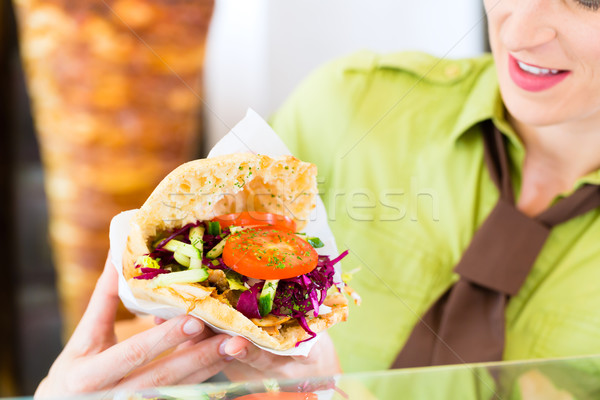 Stock photo: Kebab - hot Doner with fresh ingredients