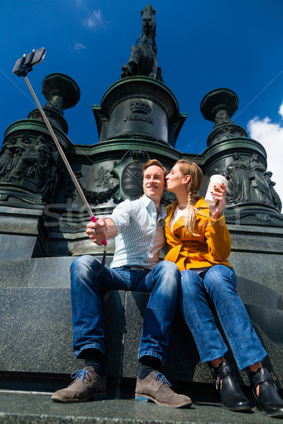 Couple taking selfie on Theaterplatz in Dresden Stock photo © Kzenon