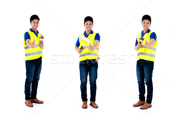 Asian painter man isolated worker series Stock photo © Kzenon