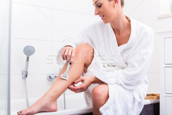 Foto stock: Mujer · sesión · borde · bañera · bano · mujeres