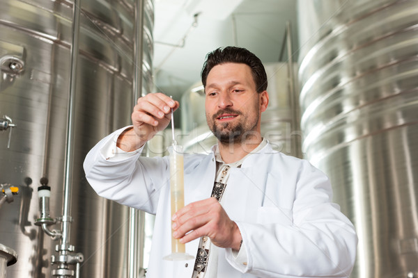 Beer brewer in his brewery examining Stock photo © Kzenon
