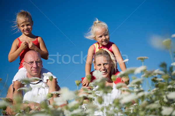 Family in yarrow Stock photo © Kzenon