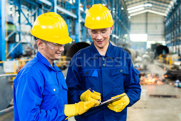 Two workers in production plant as team Stock photo © Kzenon