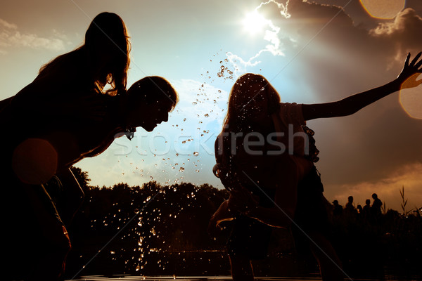 Carefree summer - friends in silhouette Stock photo © Kzenon