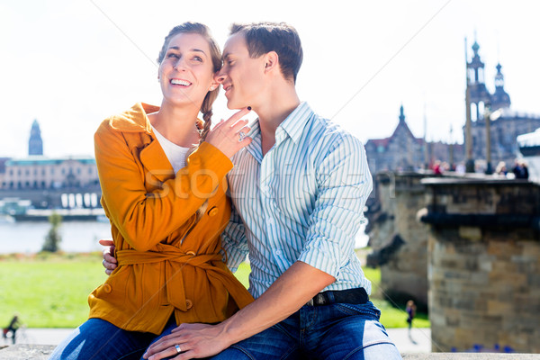 Man and woman in Dresden at Elbe riverbank Stock photo © Kzenon