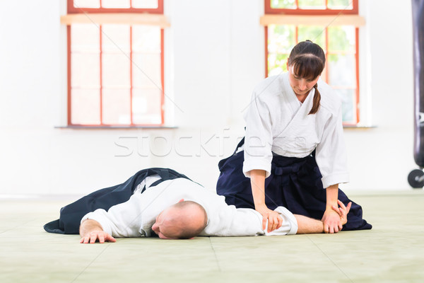 Man and Woman Having Aikido Knife Fight Stock Image - Image of japanese,  defence: 48939033