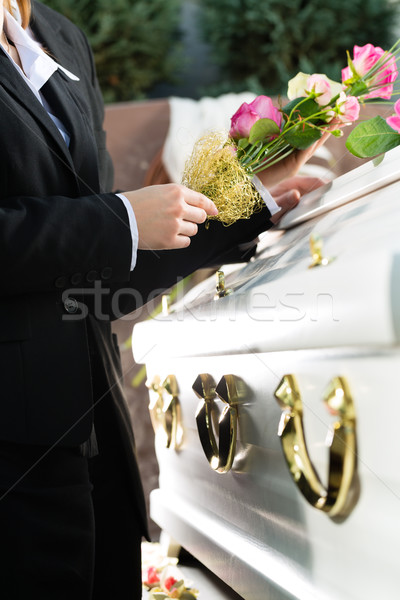 Mourning People at Funeral with coffin Stock photo © Kzenon