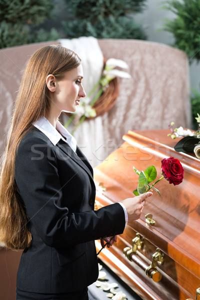 Mourning Woman at Funeral with coffin Stock photo © Kzenon