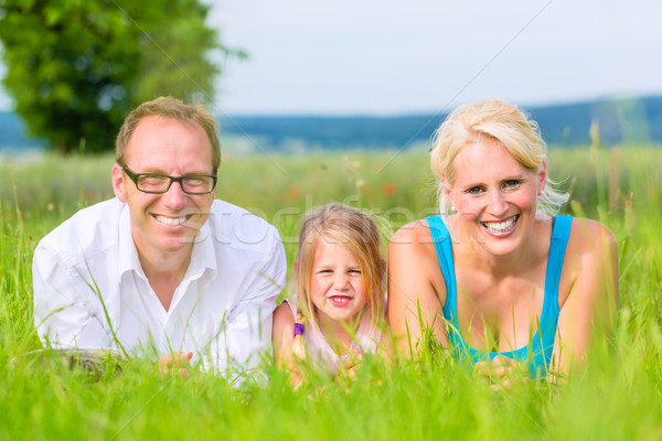 Family laying on grass of lawn or field Stock photo © Kzenon