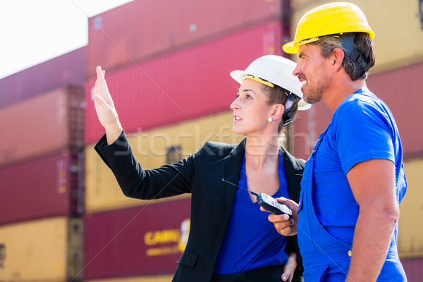 Freight shipping at container terminal of port Stock photo © Kzenon