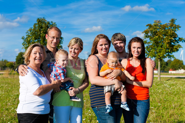 Family and multi-generation - fun on meadow in summer Stock photo © Kzenon