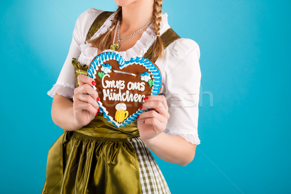 Young woman in traditional clothes - dirndl or tracht Stock photo © Kzenon