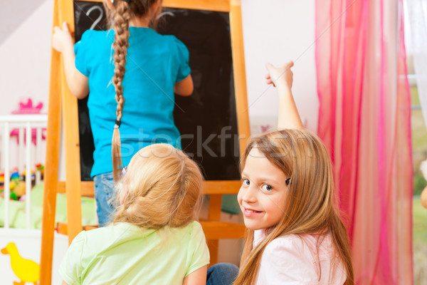 Children playing school at home Stock photo © Kzenon