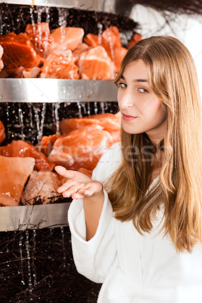 Young woman in salt cave of a Spa Stock photo © Kzenon