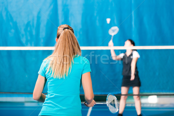 Foto stock: Bádminton · deporte · gimnasio · mujeres · jugando · mujer