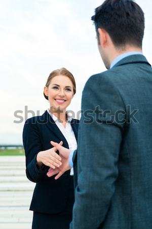 People welcoming with business handshake Stock photo © Kzenon