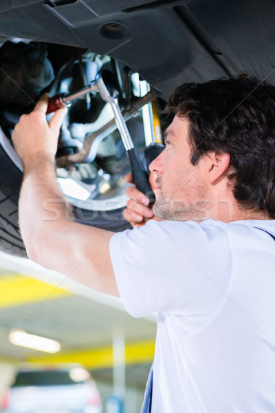 Mécanicien travail voiture atelier roue homme [[stock_photo]] © Kzenon