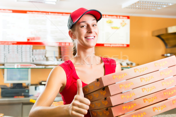 Stok fotoğraf: Teslim · hizmet · kadın · pizza · kutuları