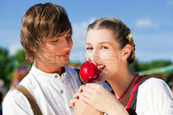 Couple in Tracht on Dult or Oktoberfest  Stock photo © Kzenon