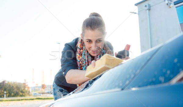 Woman foaming her car  Stock photo © Kzenon