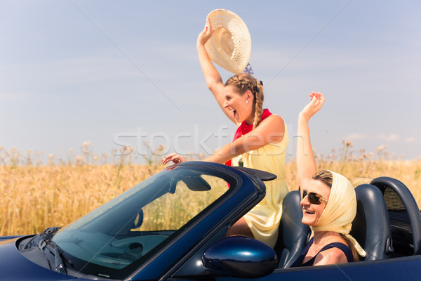 friends having summer joyride in convertible car  Stock photo © Kzenon