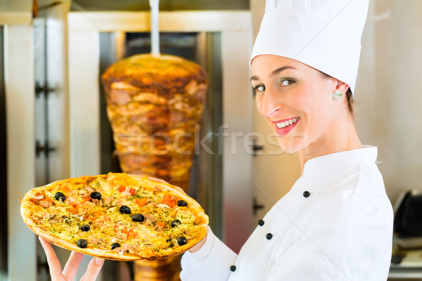 Kebab - hot and fresh Turkish pizza Stock photo © Kzenon