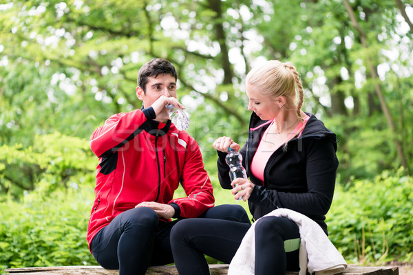 Pár jogging sport boldog fitnessz nyár Stock fotó © Kzenon