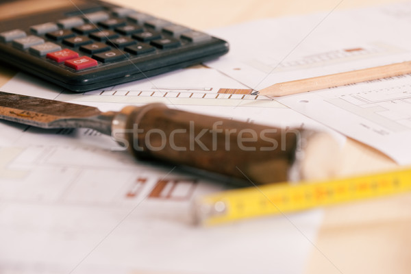 Carpenter planning his work  Stock photo © Kzenon