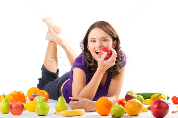Gesunden Ernährung Früchte gesunde Ernährung glücklich Stock foto © Kzenon