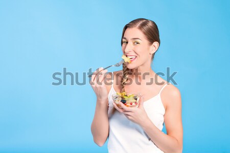 Sağlıklı beslenme genç kadın meyve sağlıklı beslenme mutlu Stok fotoğraf © Kzenon