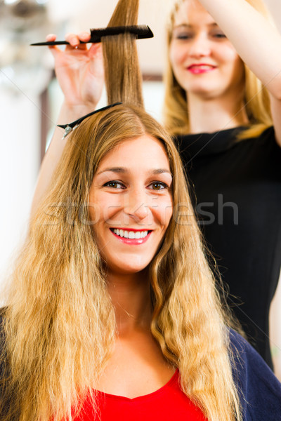 At the hairdresser - woman gets new hair colour Stock photo © Kzenon
