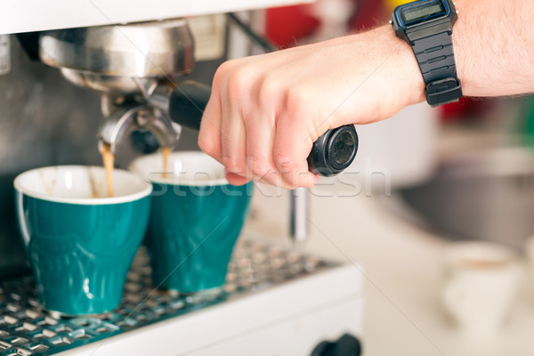 Coffeeshop - barista presents coffee Stock photo © Kzenon
