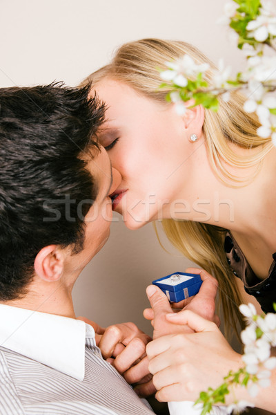 Stock photo: Man promising wedding to woman