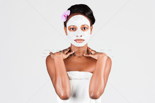 Mooie afrikaanse vrouw studio masker jonge Stockfoto © Kzenon