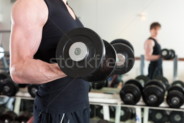 Stock fotó: Sport · férfi · testmozgás · súlyzó · tornaterem · fiatalember