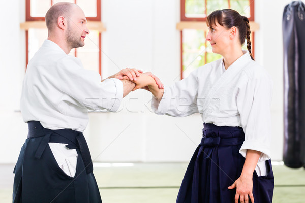 Homem mulher aikido artes marciais escolas Foto stock © Kzenon
