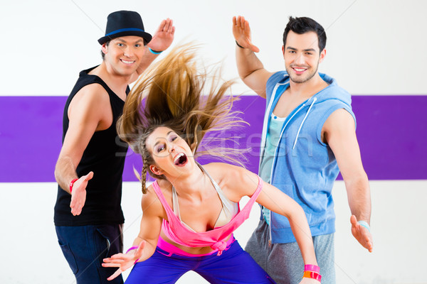 Stockfoto: Danser · zumba · fitness · opleiding · dans · studio