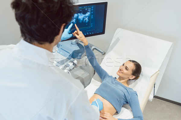 Doctor gynecologist and woman in ultrasonic pregnancy test Stock photo © Kzenon