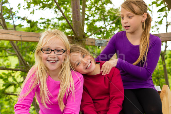 Mutlu çocuklar bahçe gülmek yaz gün Stok fotoğraf © Kzenon