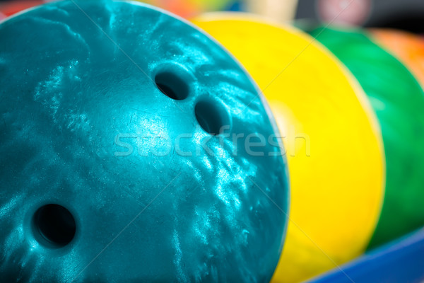 Bowling balls in ten pin or bowling alley Stock photo © Kzenon